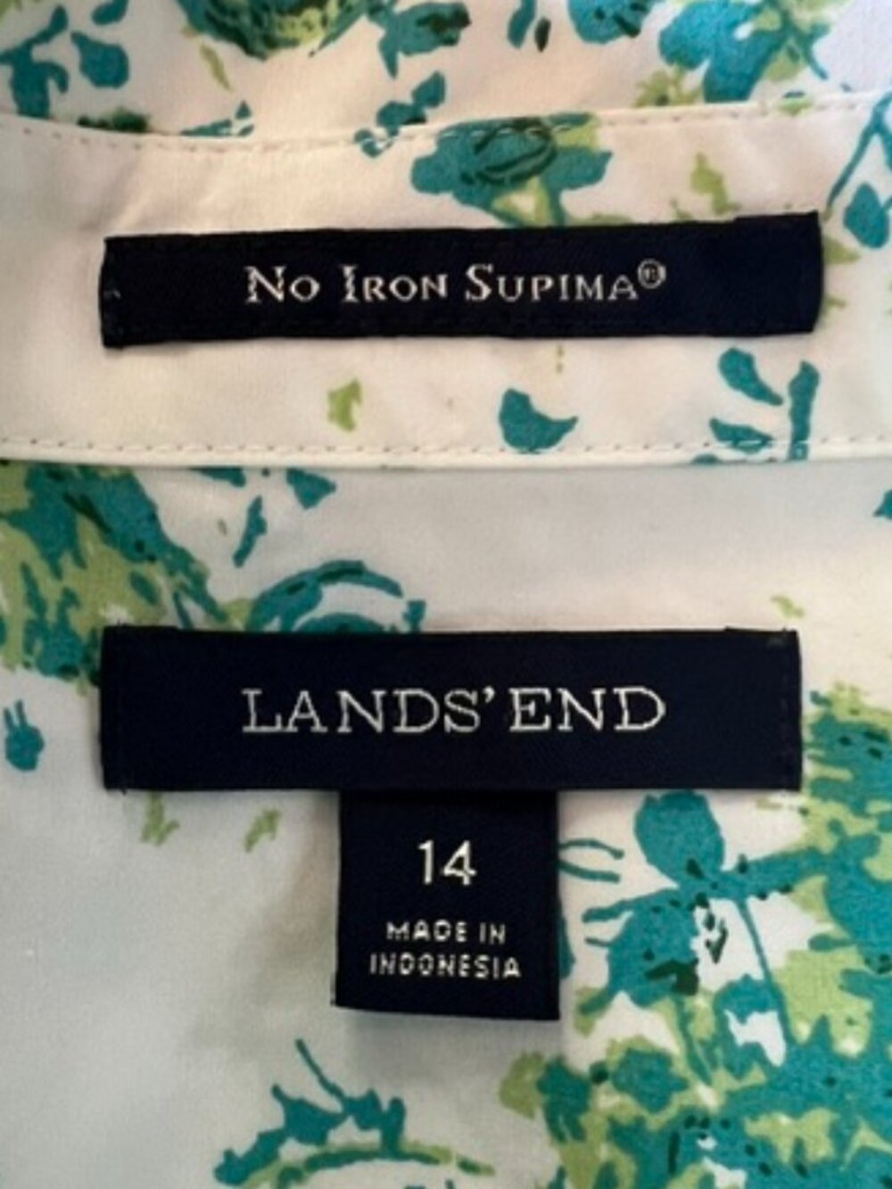 Lands' End No Iron Supima Lng-Slv Pure Cotton Floral Shirt Women's Size 14 - Picture 6 of 9